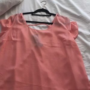Peach front back plus size top